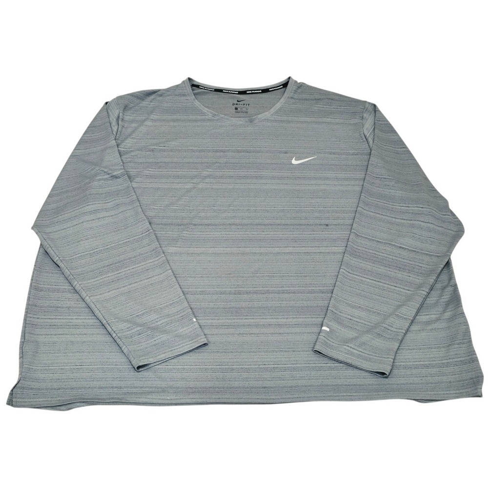Nike Running Dri-FIT Mens 4XL Gray Long Sleeve Athletic Training Shirt Reflectiv